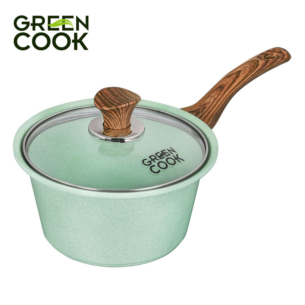 Nồi đúc đáy từ men đá xanh ngọc 18 cm Green Cook GCS05-18IH công nghệ Hàn Quốc