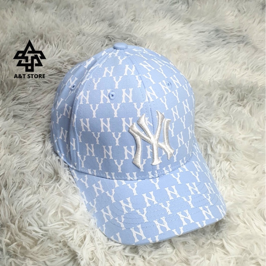 Mũ Nón MLB NY  Xanh Monogram Baseball Cap Blue Full Tag Code