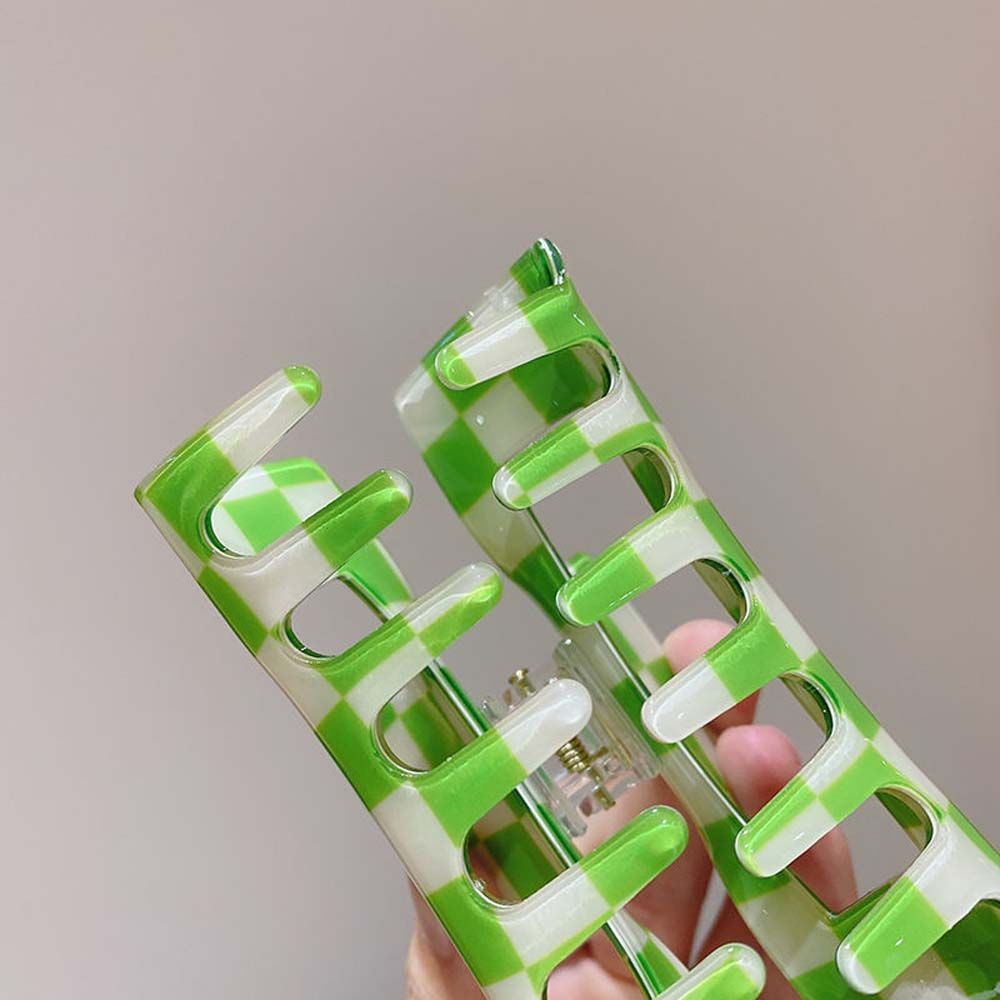 Kẹp tóc càng cua acrylic họa tiết kẻ sọc caro dễ thương phong cách Hàn Quốc cho nữ