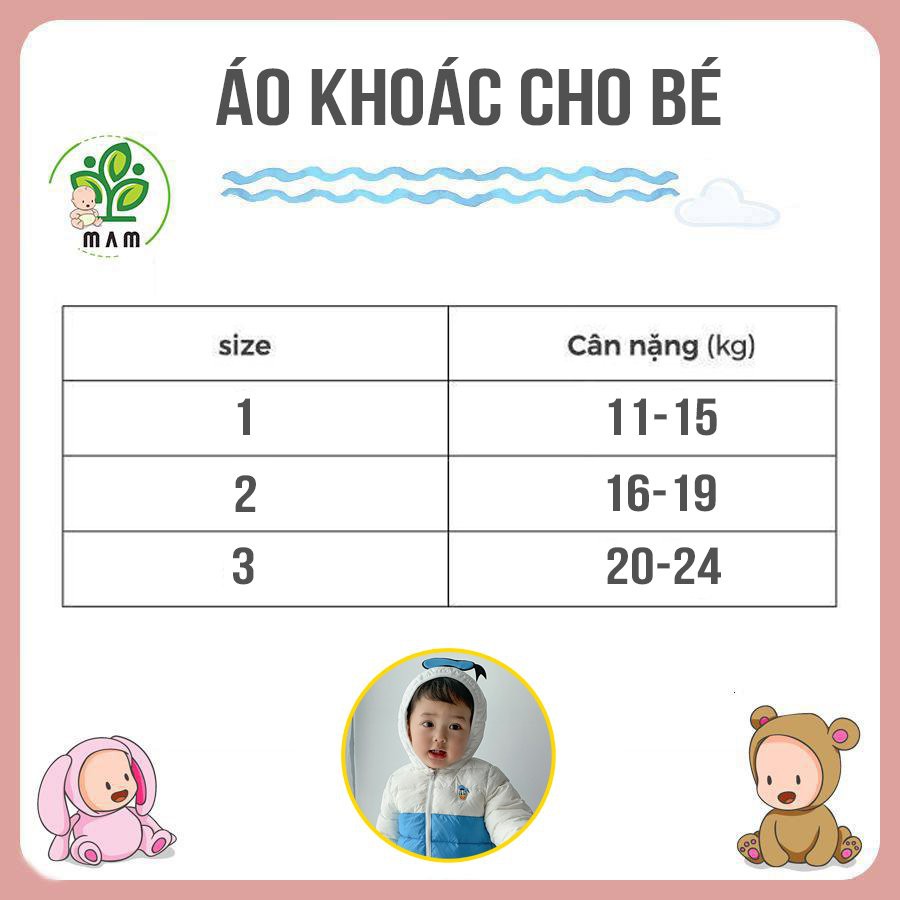 Áo Khoác Cho Bé Trai Và Bé Gái Mầm Store Áo Phao Phù Hợp Trẻ Em Từ 11 Đến 24 Kg Hàng VNXK