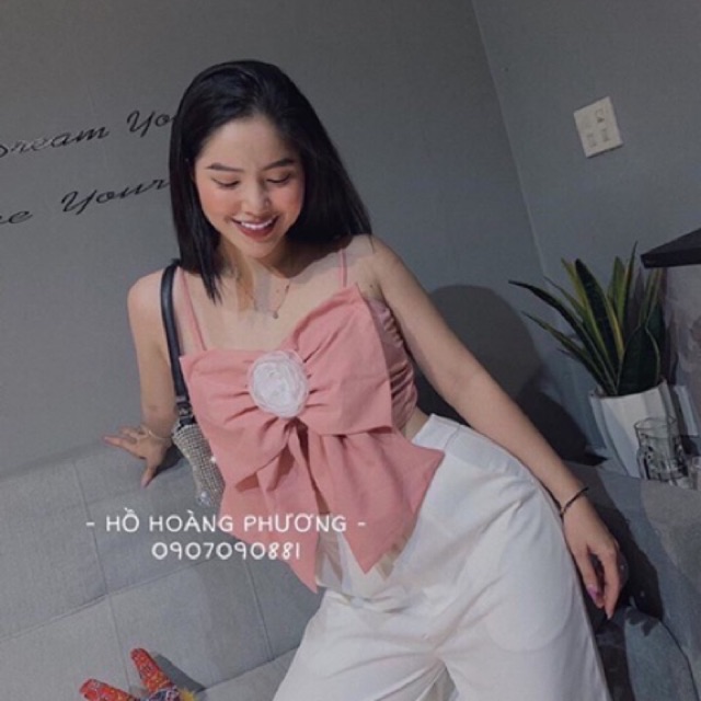 [Mã FAMAYWA giảm 10K đơn 50K] ÁO HAI DÂY NƠ ĐÍNH HOA