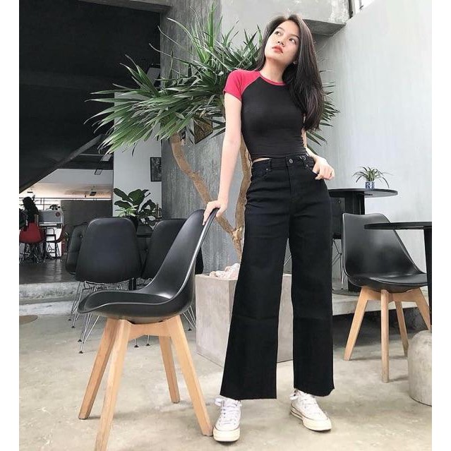 Quần Jean Suông Rộng Trắng Đen Gấu Tua Rua 51