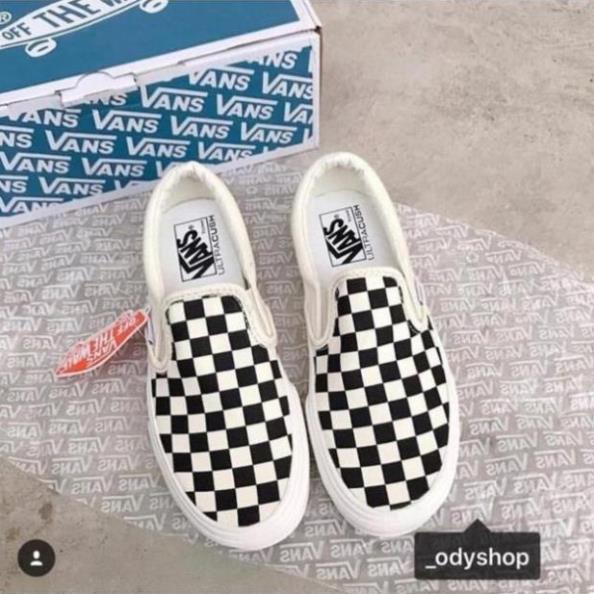 💜 🚓 Giày Vans Caro Lười Classic Kẻ Ô Đen Trắng, Giày Nam Nữ Đi Chơi Thời Trang Giá Rẻ Full Box Bill 🍁
