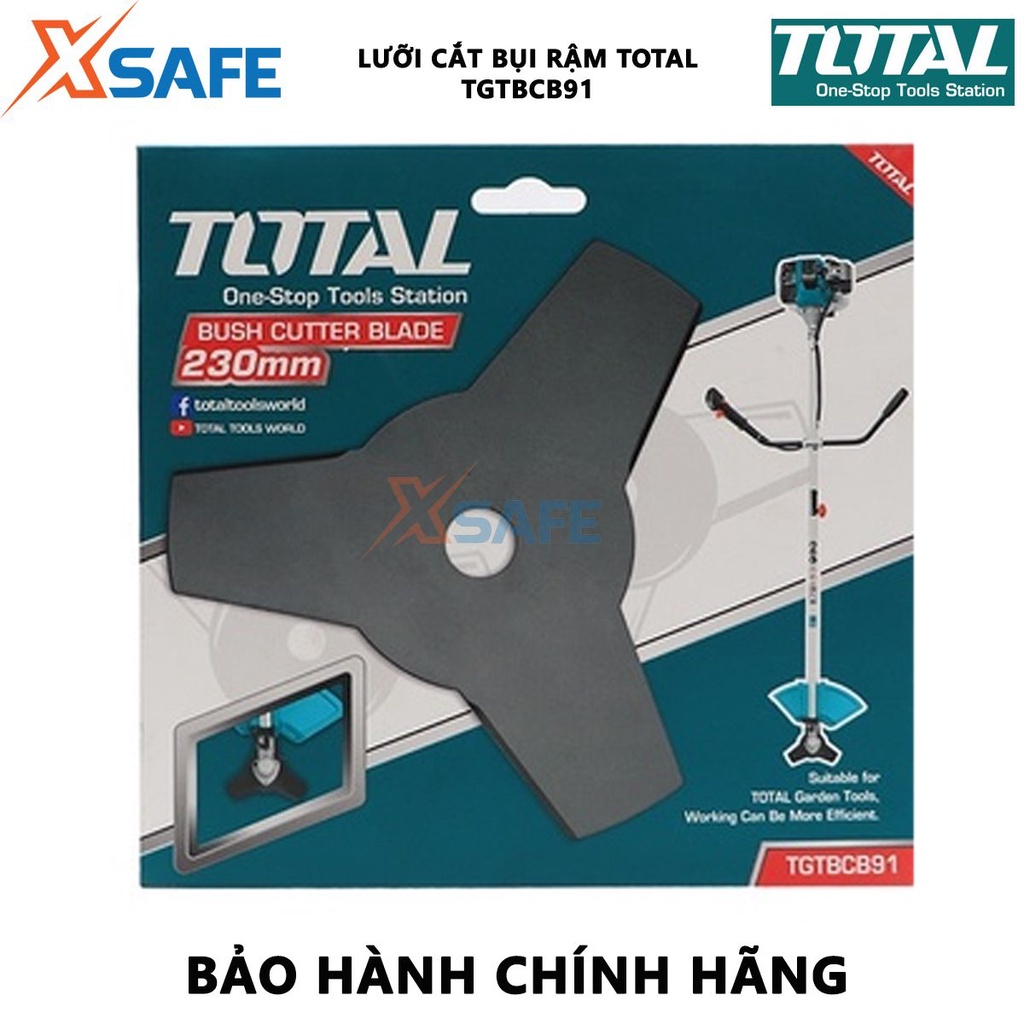 Lưỡi cắt bụi rậm TOTAL TGTBCB91 cắt cỏ đường kính lưỡi 230mm (9&quot;), gồm 3 lưỡi cắt - Chính hãng [XSAFE]