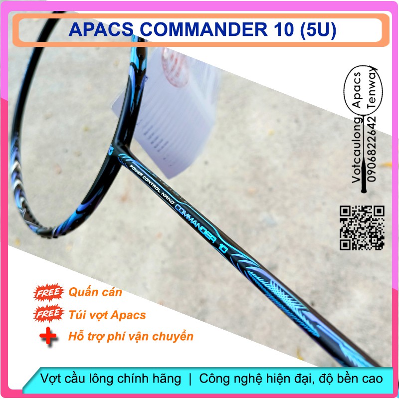 [Vợt cầu lông Apacs Commander 10 Black Blue- 5U] – Vợt nặng đầu thiên công, tiên phong công nghệ New Japan High-modulus