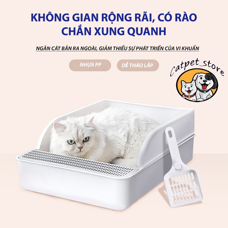 Chậu vệ sinh chó mèo cao cấp,chậu vệ sinh thú cưng cao cấp có vách ngăn,ngăn vương vãi