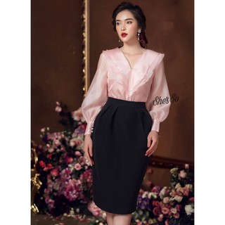 ATD05- Áo cổ V bèo nhún