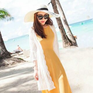 Đầm maxi xẻ tà dây lưng