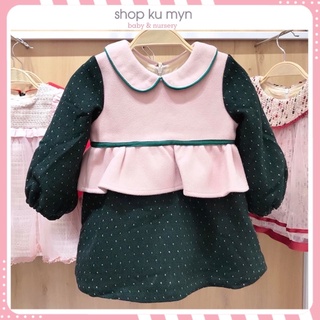 Váy tk cổ sen hồng xanh rêu