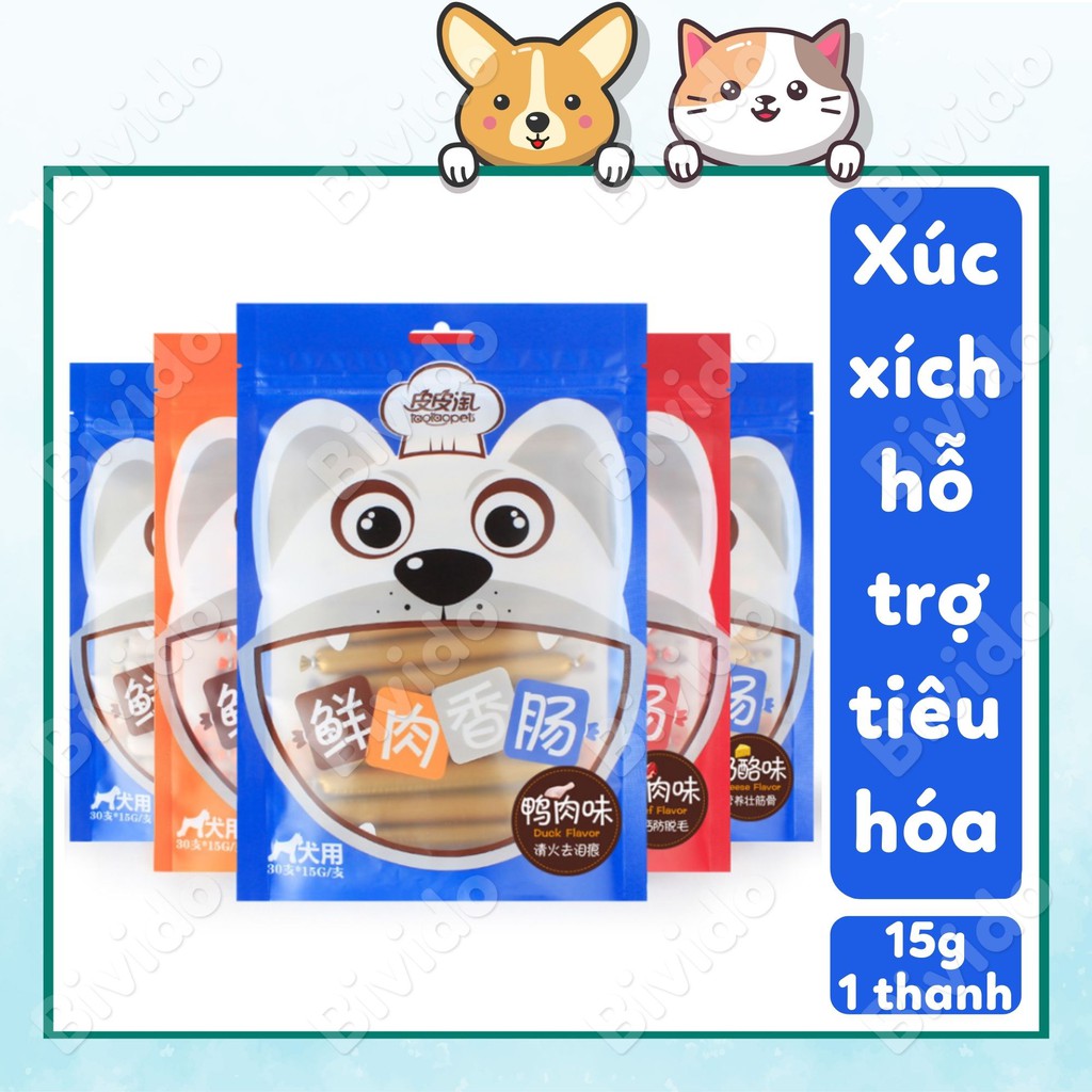 Xúc xích cho chó TaoTaoPets không gia vị tốt cho hệ tiêu hóa 1 thanh lẻ - Bivido Pet Shop