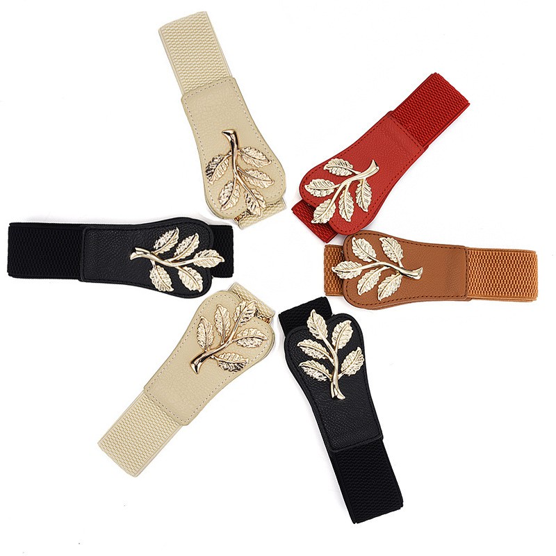 Thắt lưng co giãn khóa kim loại mạ vàng thời trang cho nữ