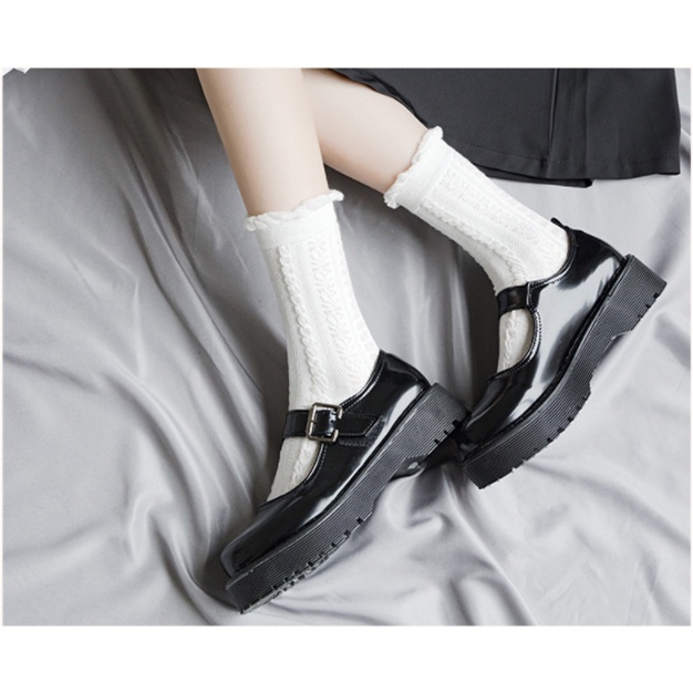 Tất cổ cao, vớ cổ cao nữ trắng vải cotton co giãn thời trang Hàn Quốc- Girl Friday T075