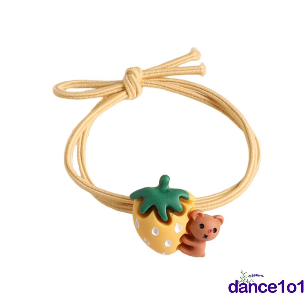 Dây buộc tóc cao su co giãn hình dâu tây và gấu hoạt hình đáng yêu