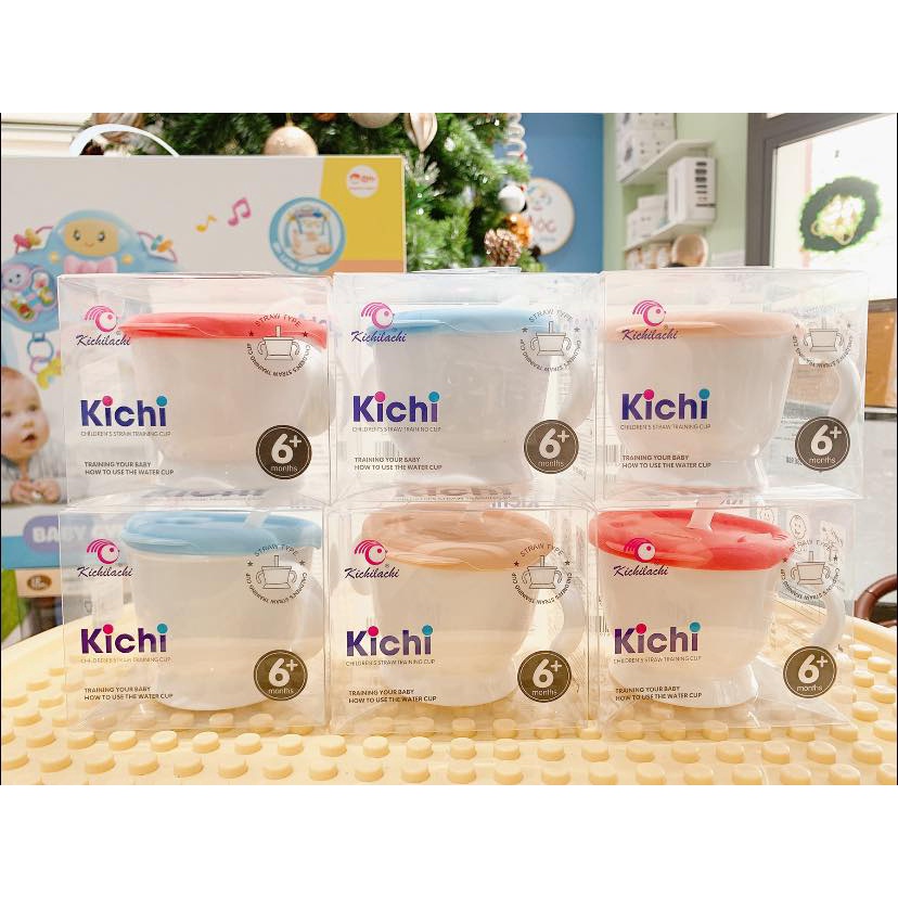Cốc Tập Uống Nước 3 Giai Đoạn Kichi Cho Bé Dung Tích 150ml Có Tay Cầm