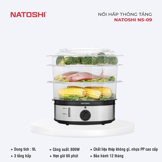 Nồi Hấp Điện, Nồi Hấp 2 Tầng, 3 Tầng Đa Năng NATOSHI Dung Tích 9L Công Nghệ Nhật Bản Bảo Hành 12 Tháng