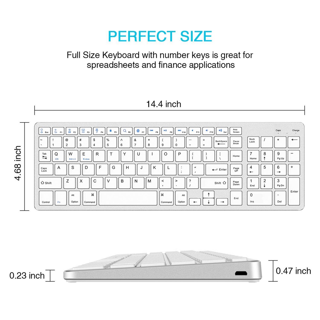 Bàn PhíM Bluetooth Không Dây Cho Windows iOS Android Laptop