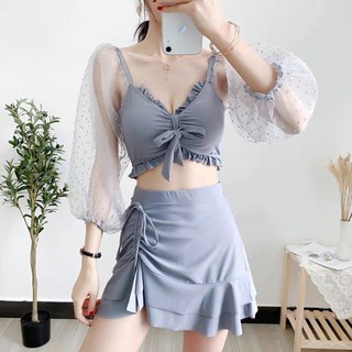 [Tặng Kèm Quà] Set Đồ Bơi Bộ Bơi Váy Bơi Bikini Hàn Quốc Phối Tay Phồng  ~ ORRIN CLOSET