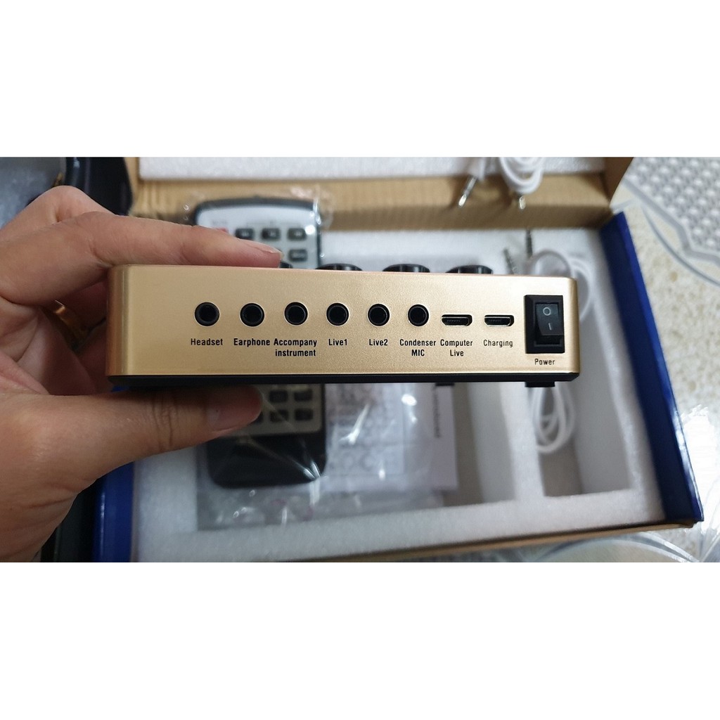 Sound Card V10 – Tặng Tai nghe HOCO M1 Chính Hãng - Thu âm hát live stream, hát karaoke cực hay