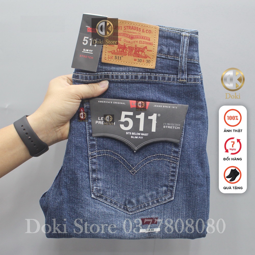 Quần Jean Nam Cao Cấp Xanh Dương, Quần Bò Nam Dáng Ôm Nhẹ Chất Vải Co Giãn Thoải Mái, DOKI DK-02
