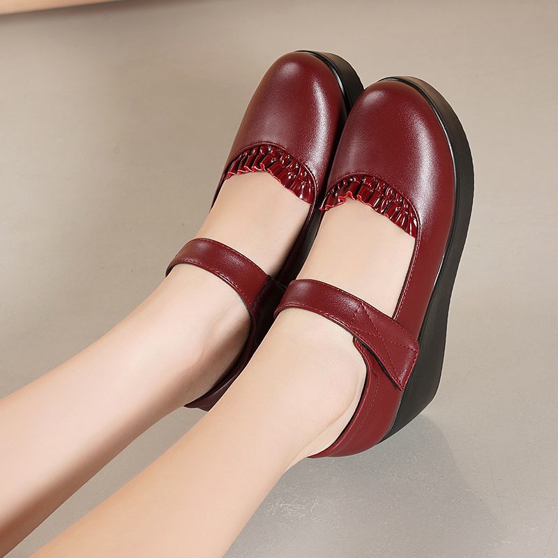 Giày cao gót mũi tròn thời trang mùa thu 2020 cho phụ nữ trung niên