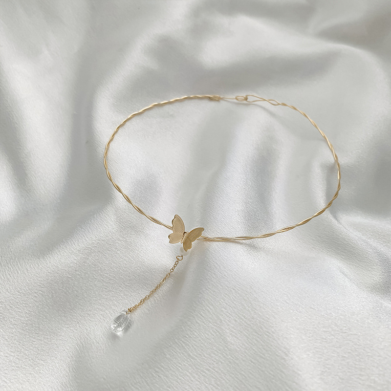Vòng cổ choker hình bướm đính ngọc trai nhân tạo phong cách thanh lịch