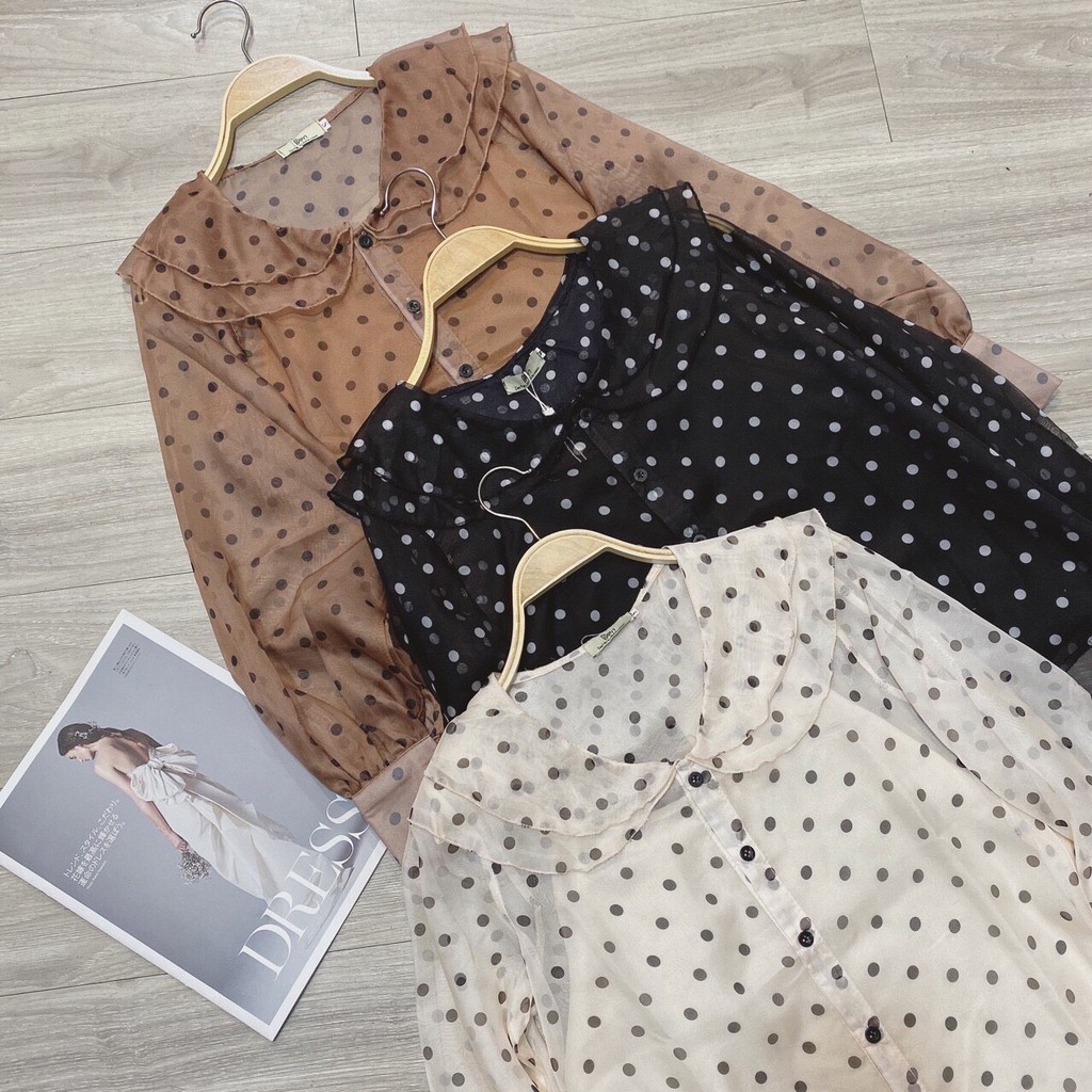 Áo sơ mi voan chấm bi kèm 2s mã GH01