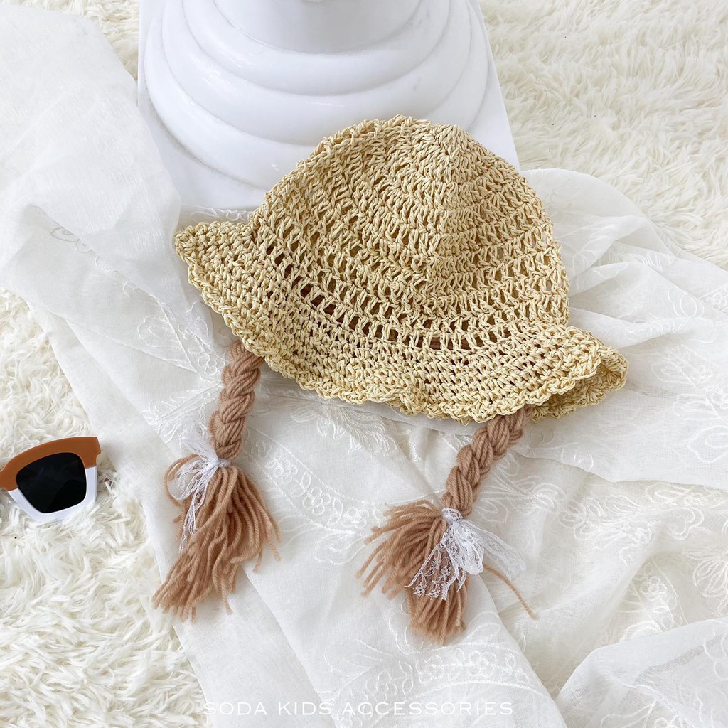 ( ẢNH THẬT ) mũ cói tóc giả dài cho bé