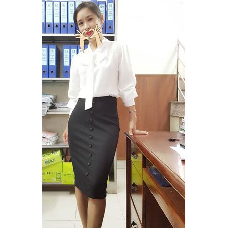 Chân Váy Bút Chì 💖𝑭𝒓𝒆𝒆𝒔𝒉𝒊𝒑💖 Chân Váy Công Sở Màu Đen | BigBuy360 - bigbuy360.vn