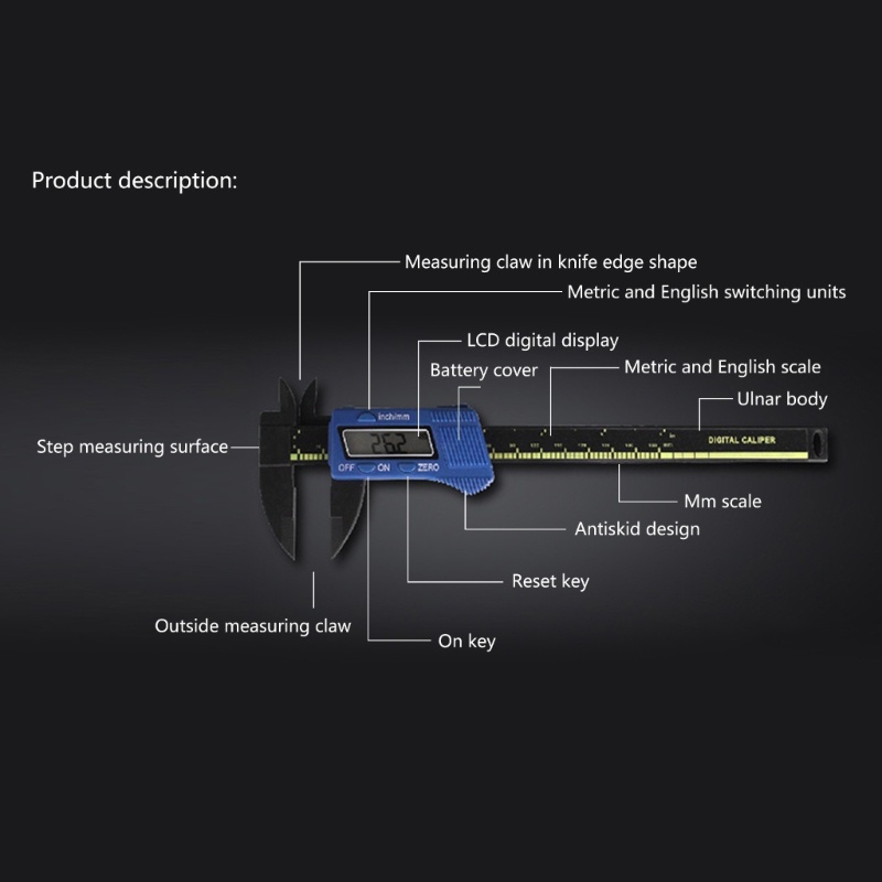 Thước Cặp Cơ 0-6inch 0-150mm Có Màn Hình LCD Chuyên Dụng