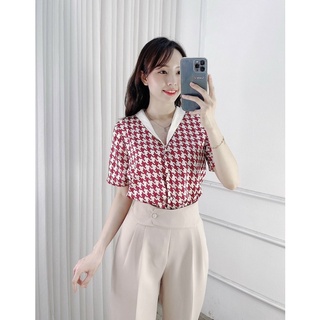 Áo lụa ziczac cổ v