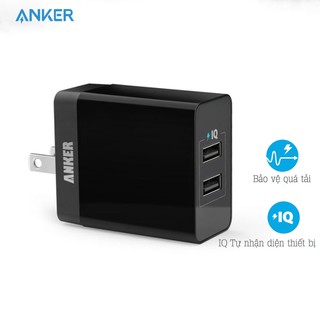Củ Sạc ANKER 12W, 2 Cổng - [PowerPort 1 Lite, 1*IQ Port] - A2129 [Chính Hãng]