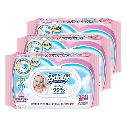 Giấy ướt Bobby hồng 100 tờ