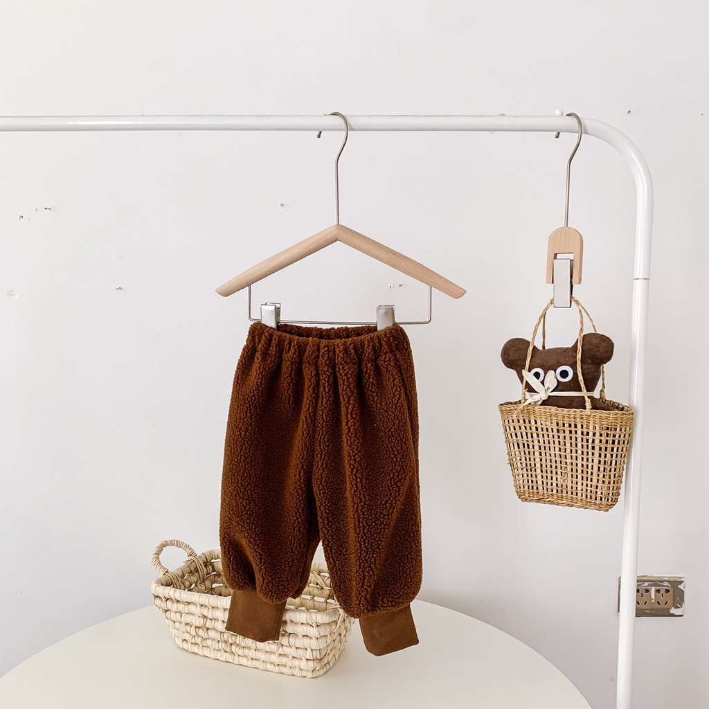 Bộ áo sweater + quần dài giữ ấm họa tiết gấu hoạt hình cho bé