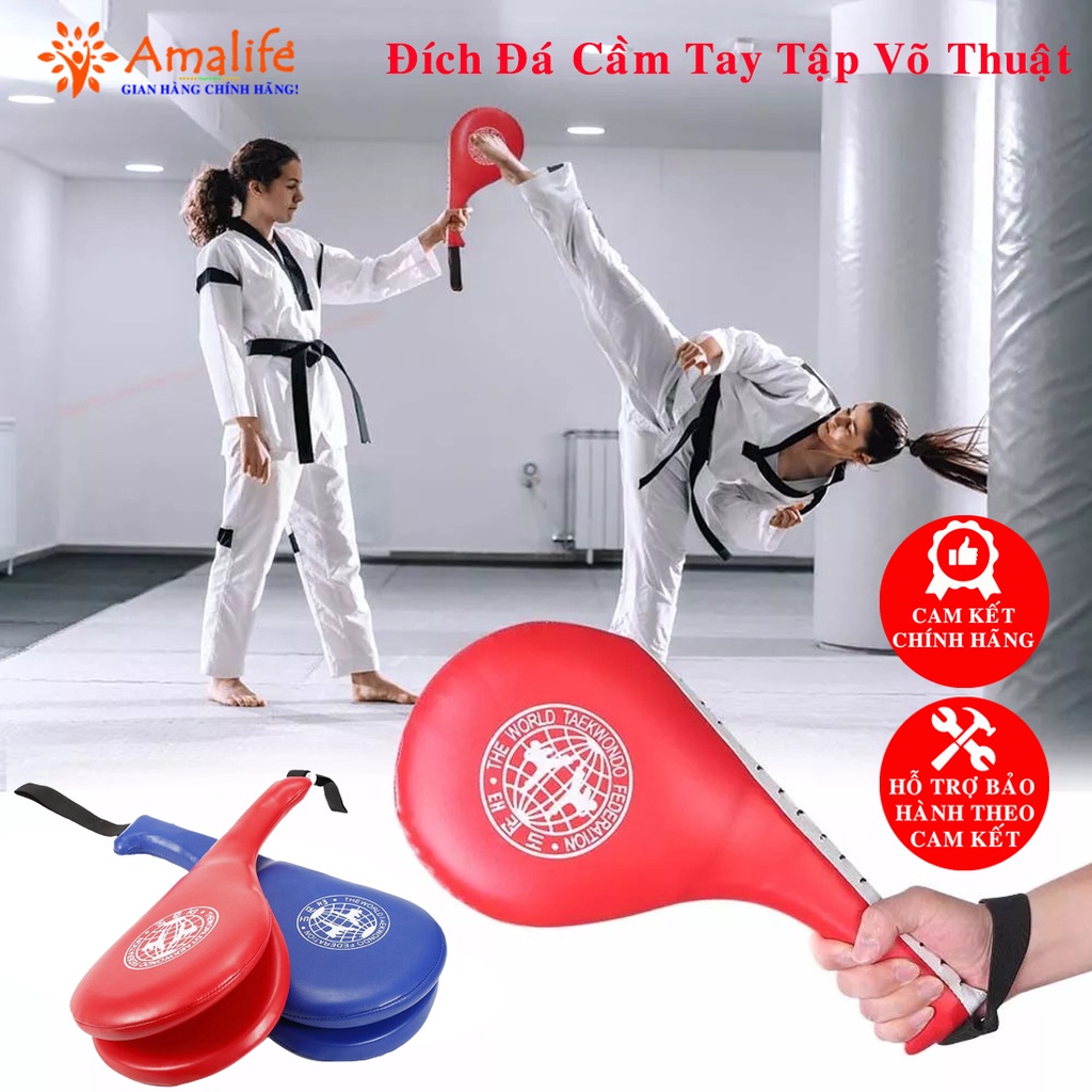 Đích Đá Tập Võ Thuật Cầm Tay Taekwondo, Vovinam, Karatedo Bằng Da PU Cao Cấp Cho Trẻ Em - Người Lớn Hãng Amalife (1 cái)