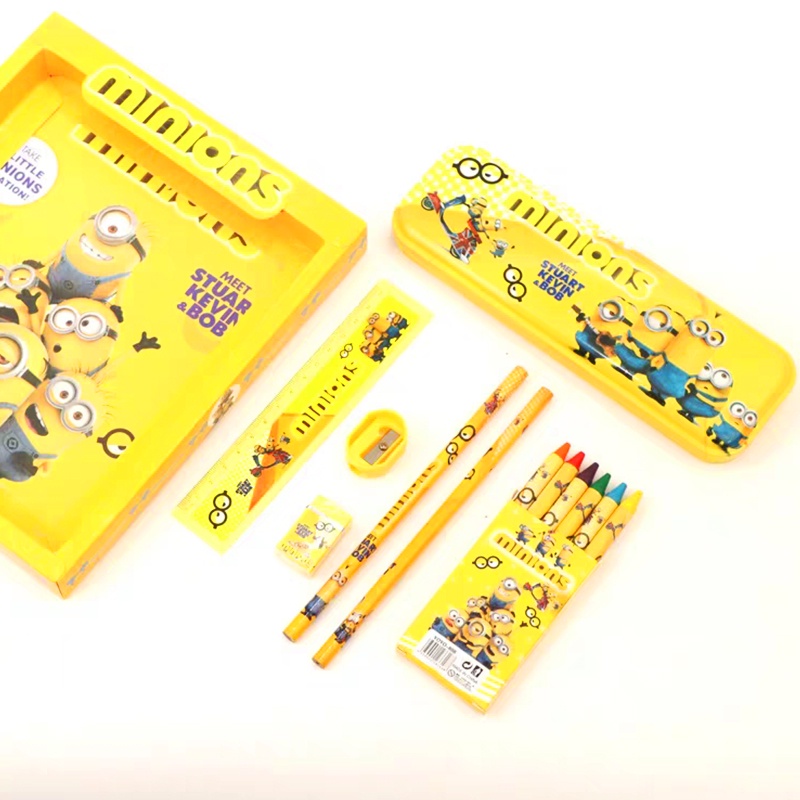 Bộ đồ dùng học tập, Bộ dụng cụ học tập 7 món kèm hộp quà lung linh chủ đề hoạt hình cho bé yêu Baby-S – SH004