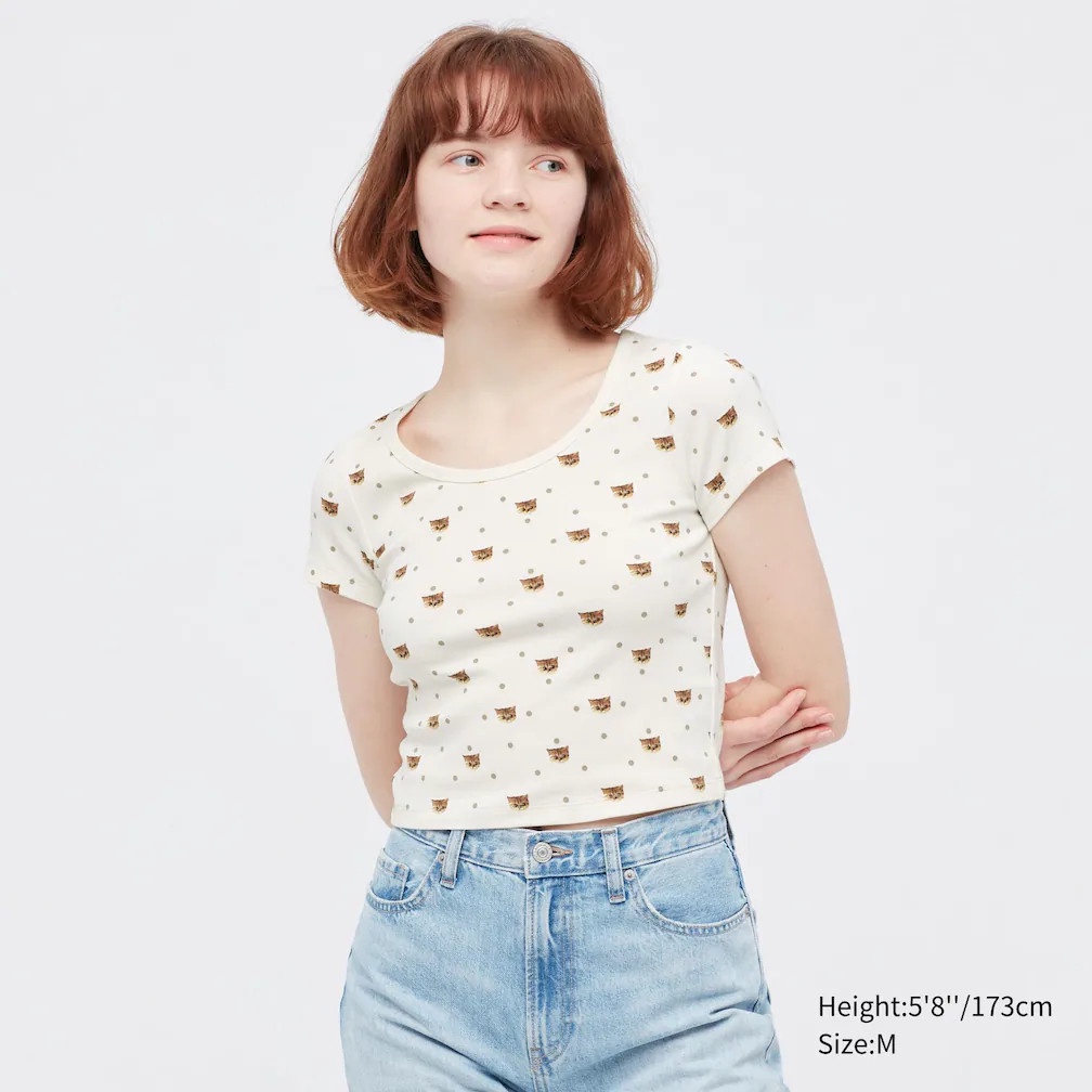 Hàng xuất xịn - Áo thun hoa dáng ngắn crop top Un1ql0 xuất khẩu