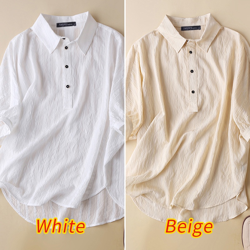 Zanzea Áo Sơ Mi Tay Ngắn Họa Tiết Cổ Điển Dành Cho Nữ