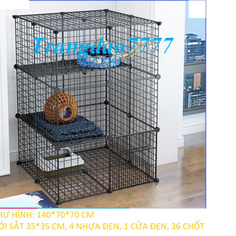 8 Miếng Lưới Sắt Ghép Hàng Rào Chuồng Quây Chó Mèo Con Tặng Kèm Phụ Kiện Lắp Ráp