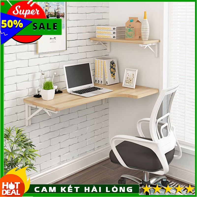 Bàn gắn tường gỗ gấp gọn thông minh gập lên xuống đa năng tiết kiệm diện tích phòng nhỏ BGG010