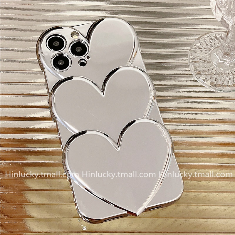 Ốp Điện Thoại Silicone Mặt Gương Hình Trái Tim Cho Apple 14pro Max Iphone13 / 12 New 11 14pro X XR 14plus