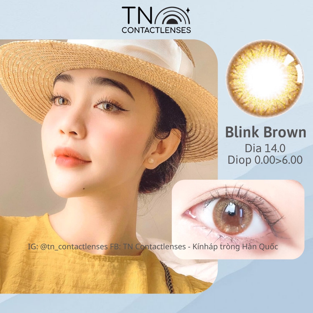 Kính áp tròng lens mắt cao cấp độ ẩm cao BLINK BROWN 14.0 - Độ cận 0->6