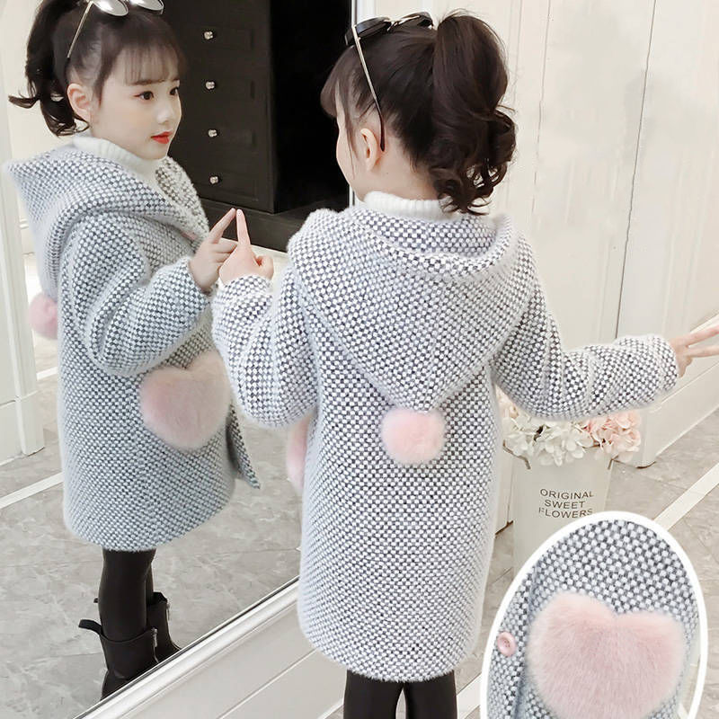 Áo khoác len dày dặn dáng dài thời trang mùa đông 2020 giữ ấm cho bé gái