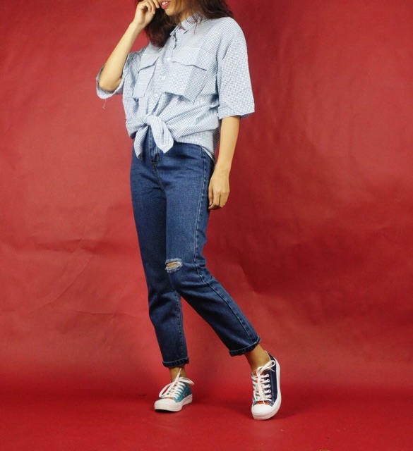 [CÓ SIZE ĐẠI] Quần Jean Baggy Boyfriends rách 1 gối | BigBuy360 - bigbuy360.vn