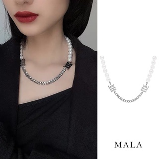 Vòng Cổ Choker / Vòng Đeo Tay Xỏ Ngọc Trai Nhân Tạo Dây Màu Bạc Phong Cách Hàn Quốc