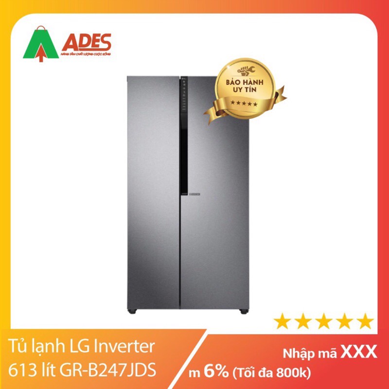 Tủ lạnh LG Inverter 613 lít GR-B247JDS - Giá chưa bao gồm VẬN CHUYỂN NỘI THÀNH