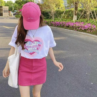 Chân váy ngắn chữ A hồng kaki xinh xắn thời trang năng động tươi trẻ dạo phố chụp ảnh Kawaii Mise