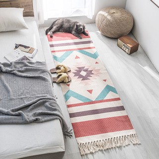 (Hàng sẵn) Thảm trải sàn thổ cẩm hoạ tiết 60*130-150-180+20cm viền tua rua