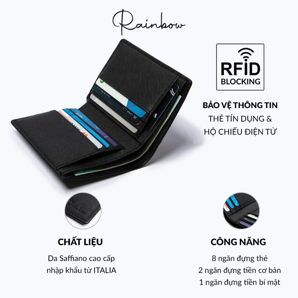 Ví nam Minimalist Rainbow W002, chế tác từ da Saffiano cao cấp từ Ý, công nghệ bảo mật RFID, nhỏ gọn, tinh tế.