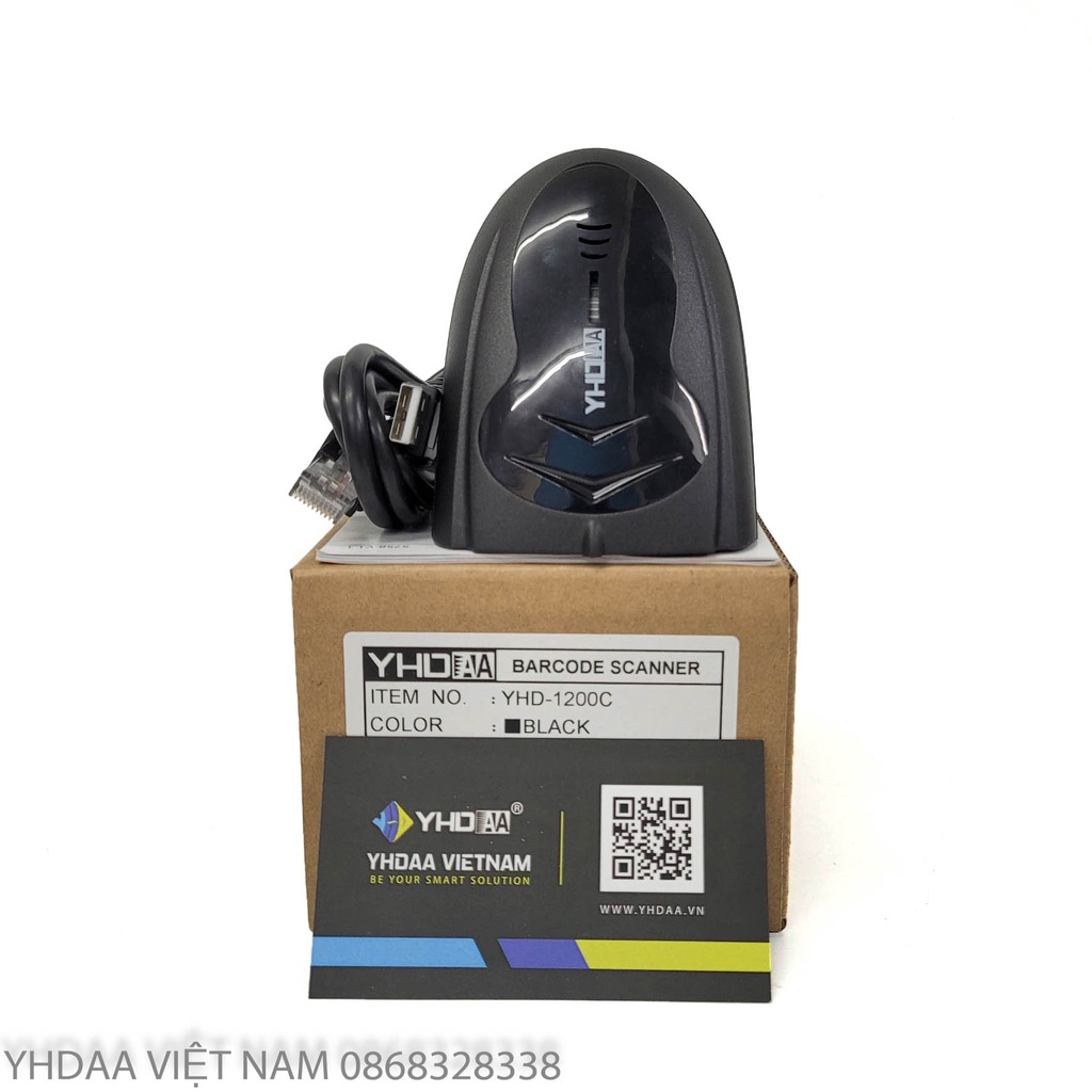 Máy quét mã vạch YHD 1200C 1D mẫu mới có dây kết nối cổng USB dùng trên Máy tính, Laptop