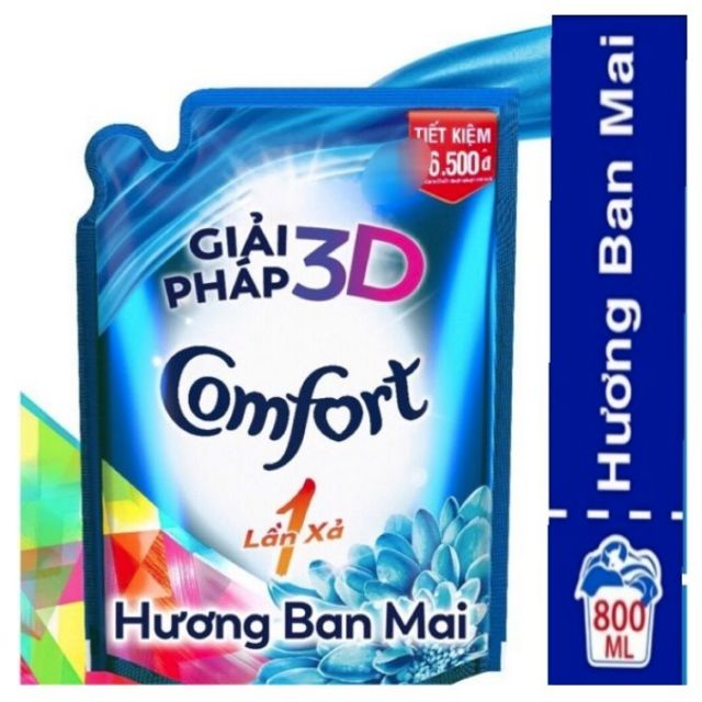 Nước xả vải Comfort đậm đặc một lần xả Hương Ban Mai 800ml